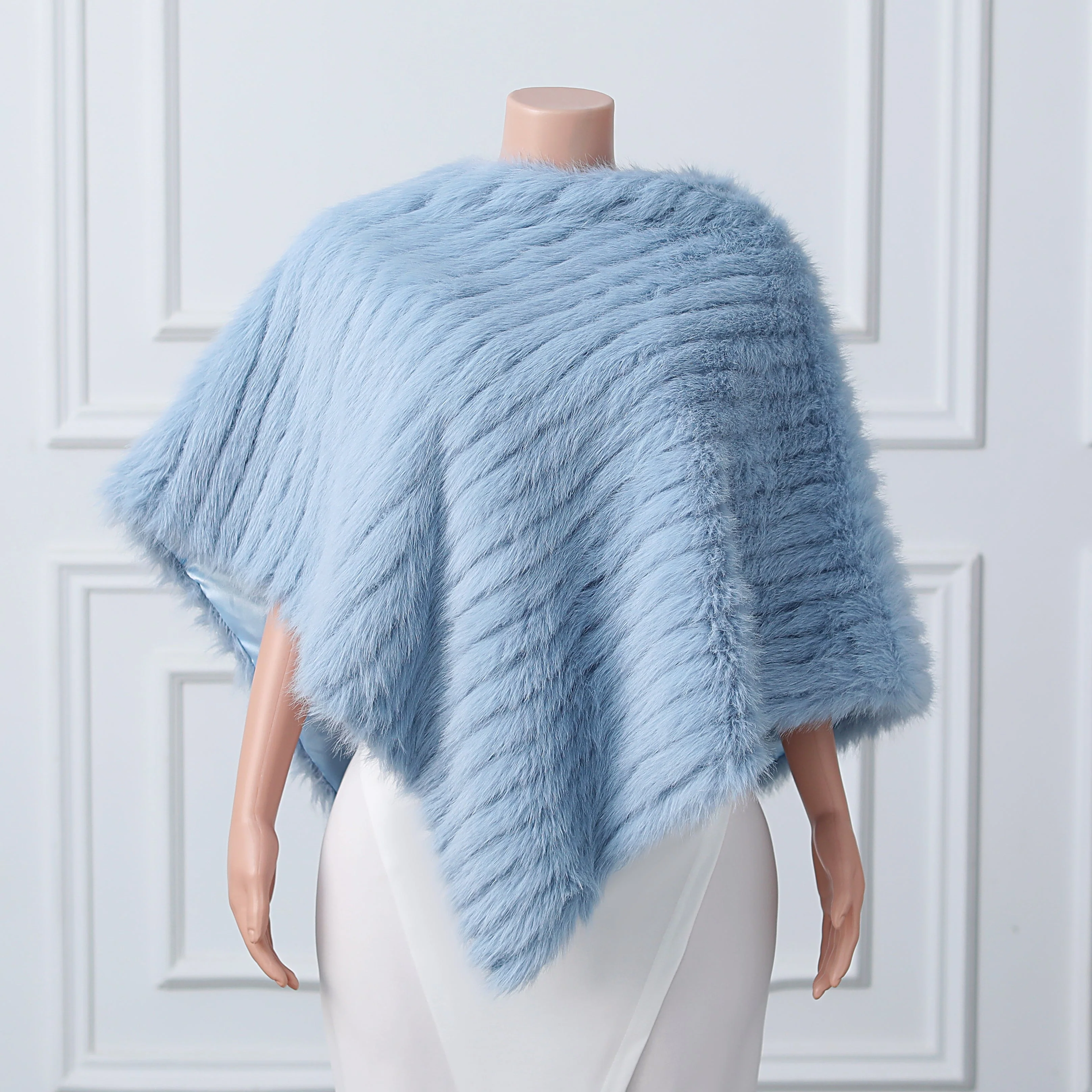 Beige Vertical Look Winter Wedding Shawl - Image 20