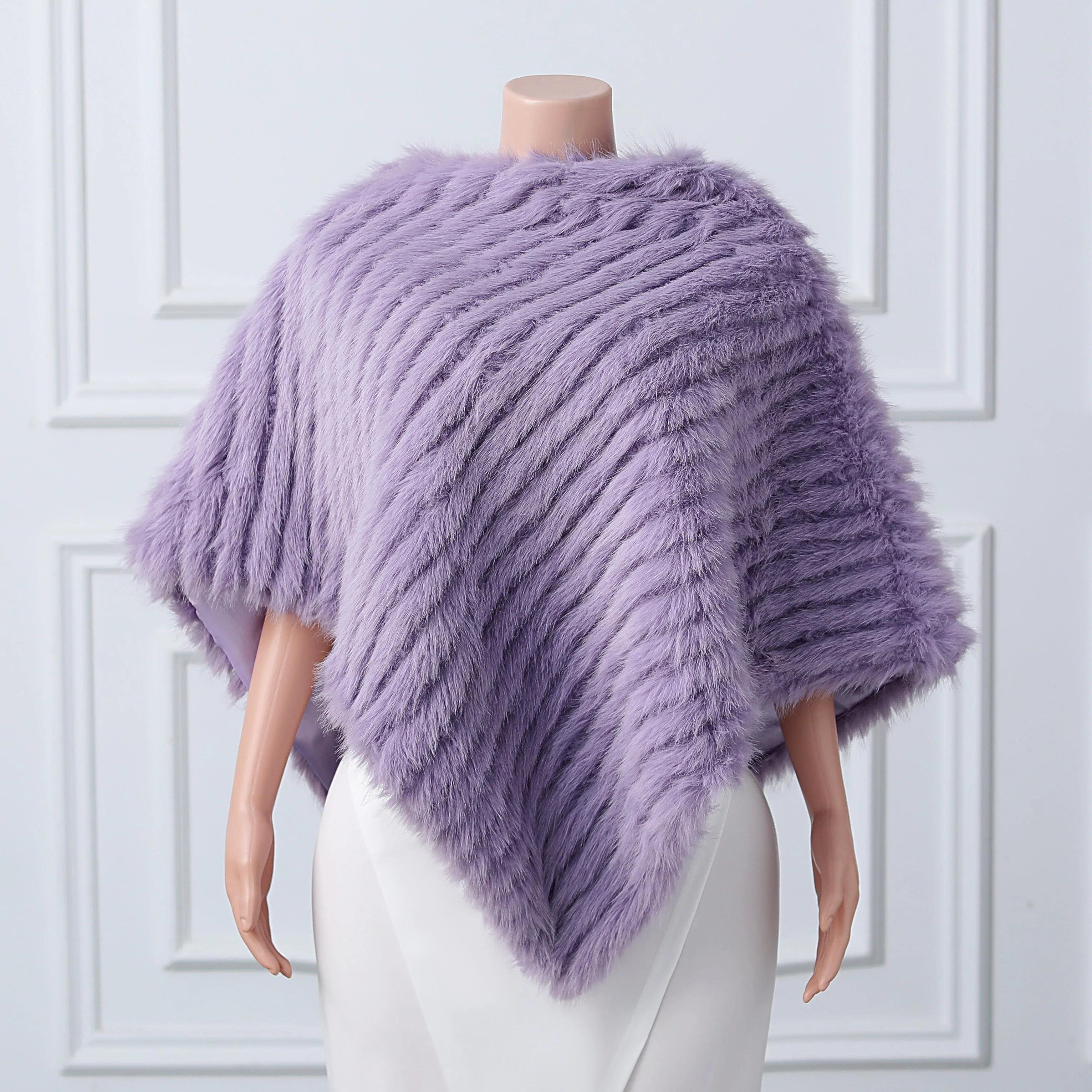 Beige Vertical Look Winter Wedding Shawl - Image 21