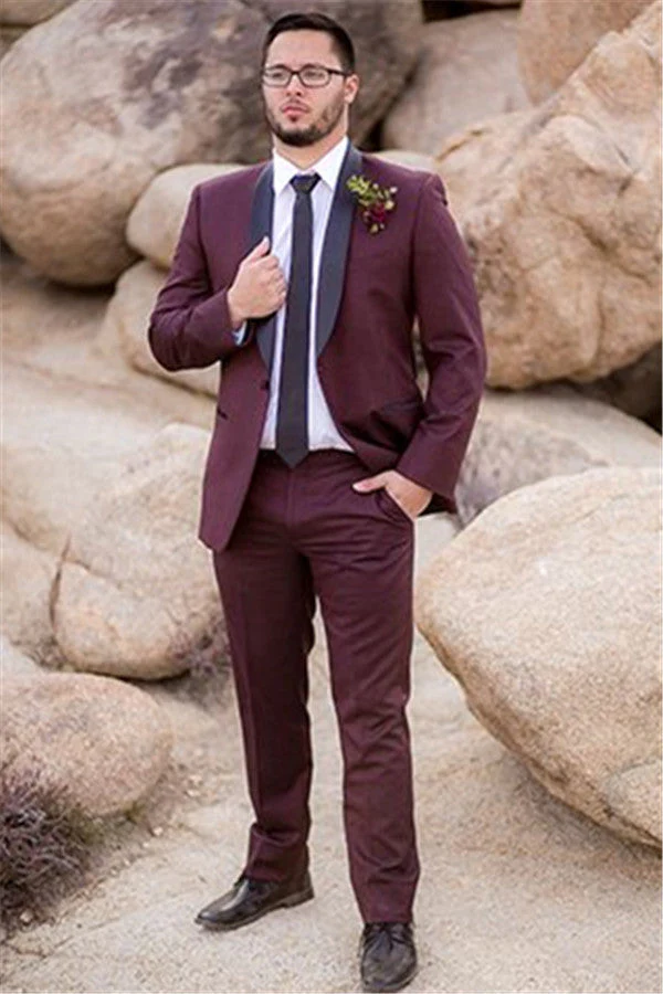 Bespoke Burgundy Mens Suit Groom Suit Wedding Suits For Best Men Slim Fit Groom Tuxedos - Image 2