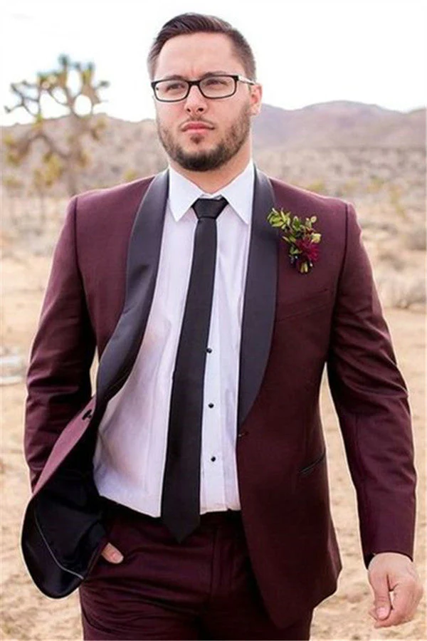 Bespoke Burgundy Mens Suit Groom Suit Wedding Suits For Best Men Slim Fit Groom Tuxedos - Image 3