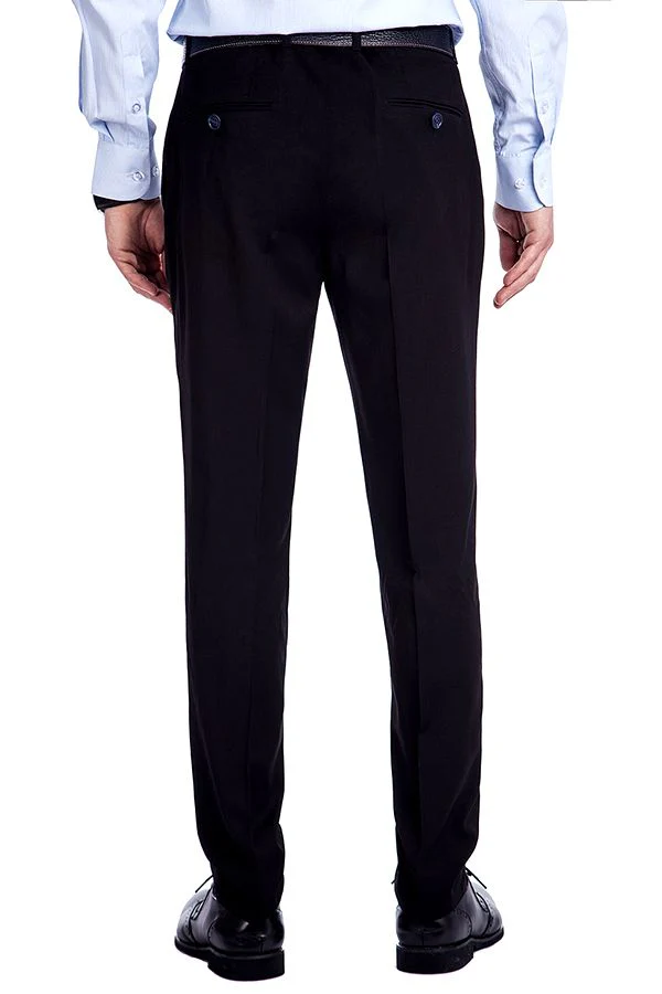 Bespoke Solid Black Three Piece Suits for Men - Image 11