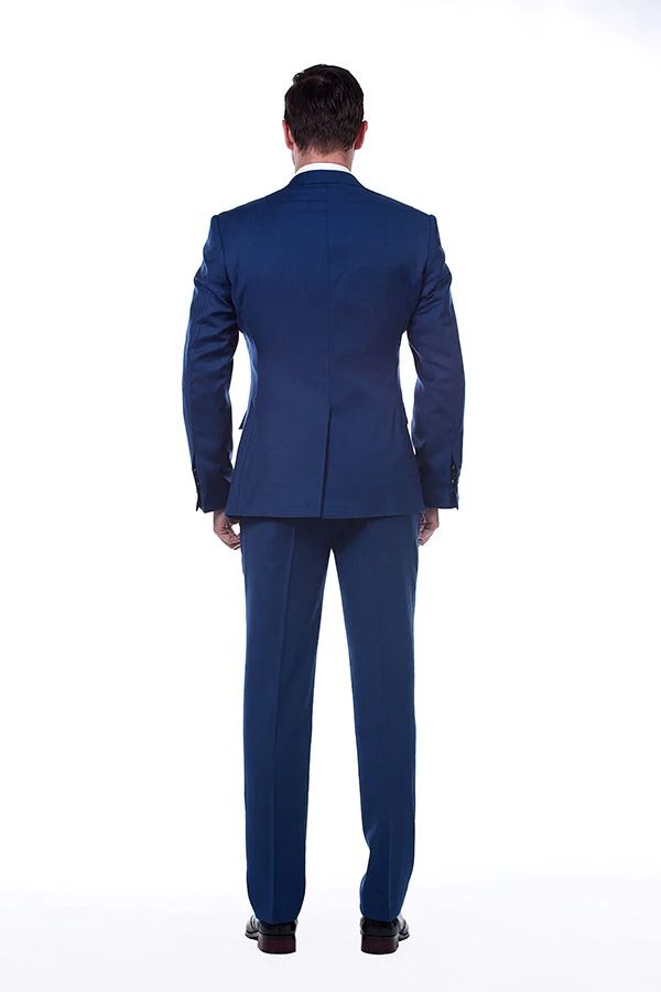 Bespoke Solid Navy Blue Mens Suits for Formal - Image 3