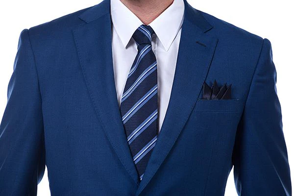 Bespoke Solid Navy Blue Mens Suits for Formal - Image 4