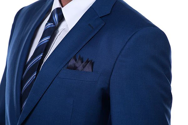 Bespoke Solid Navy Blue Mens Suits for Formal - Image 6