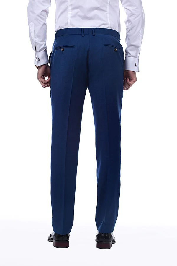 Bespoke Solid Navy Blue Mens Suits for Formal - Image 8