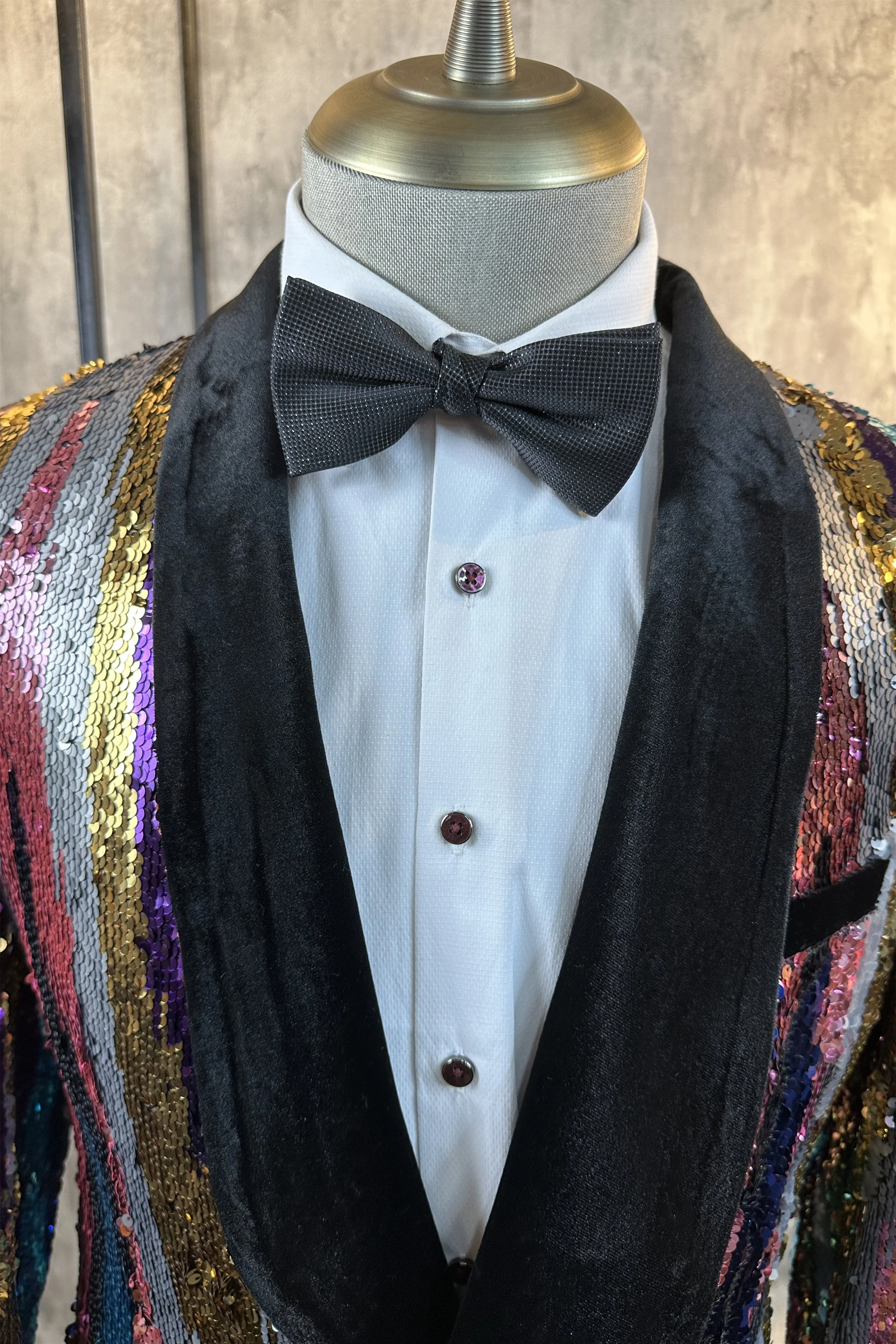 Best-Selling 2 Piece Shawl Lapel Single-Breasted Sequin Casual Suit - Image 3