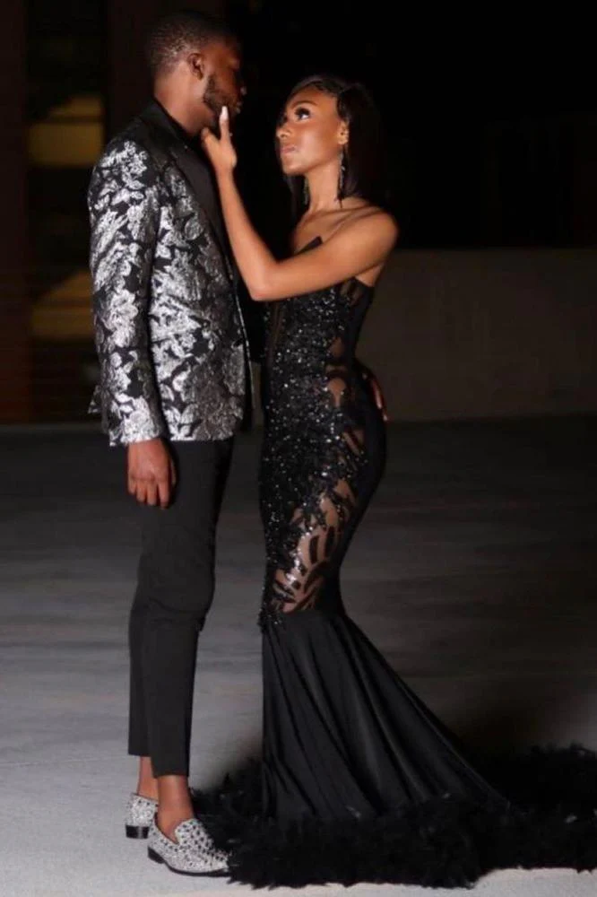 Black Chic Mermaid Prom Party GownsSweetheart Sequined Evening Dress - Image 7