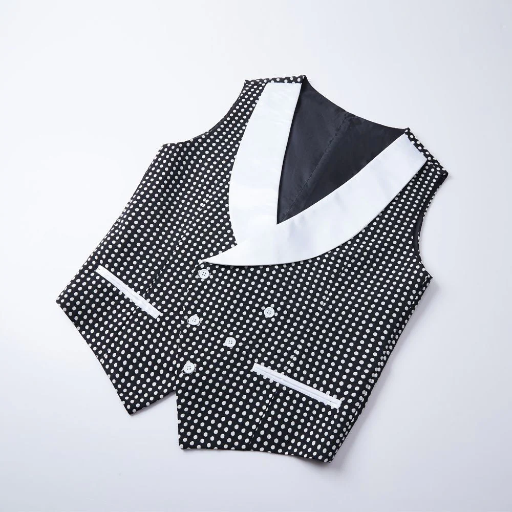 Black Dot Slim Fit Shawl Lapel Wedding Tuxedo for Men - Image 3
