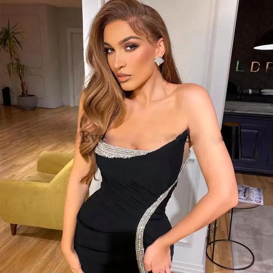 Sexy Black Mermaid Slit Prom Dress With Silver Sequins - Image 3