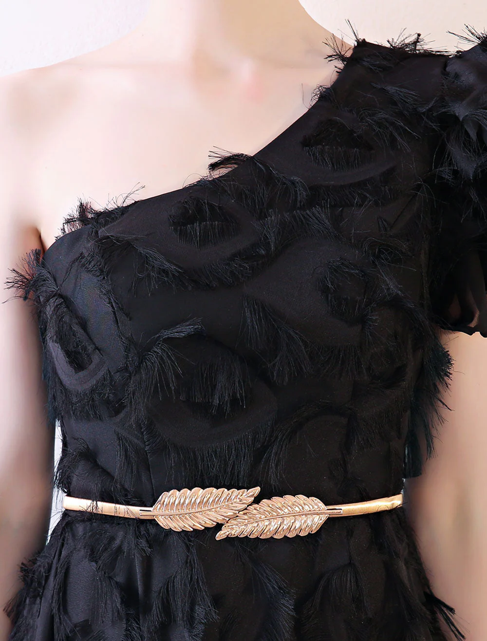 Amazing Black Evening Dress One Shoulder evening dress Long Lace Ruffles Floor Length Formal Dress With Sash - Image 7