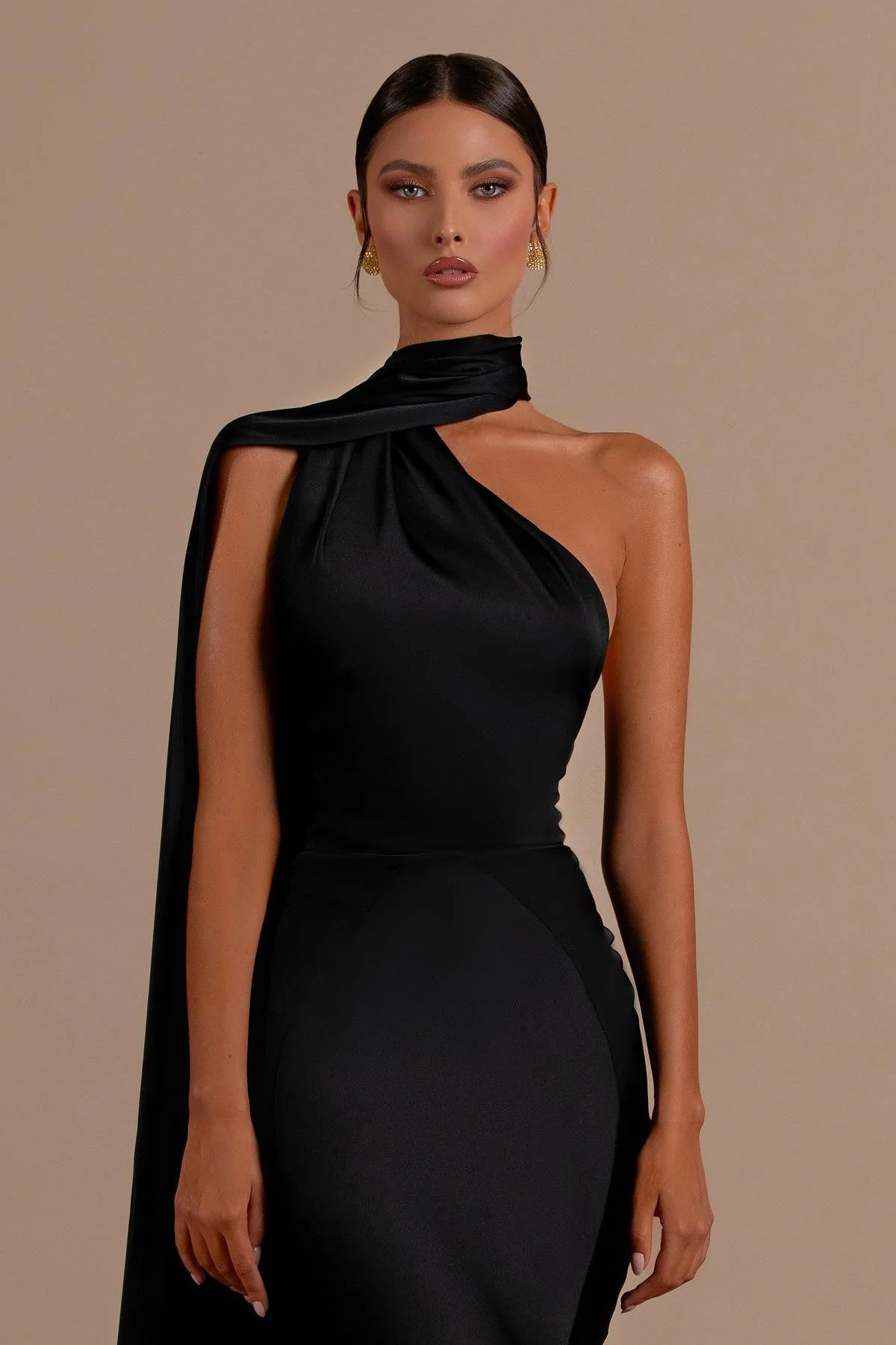 Black High Neck Mermaid Prom Dress with Open Back - Image 3