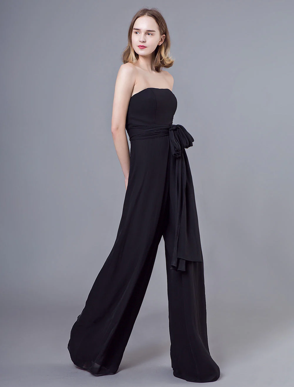 Stunning Black Jumpsuits Formal Evening Wedding Party Convertible Chiffon Long One Size Fits All Bridesmaid Dresses - Image 11