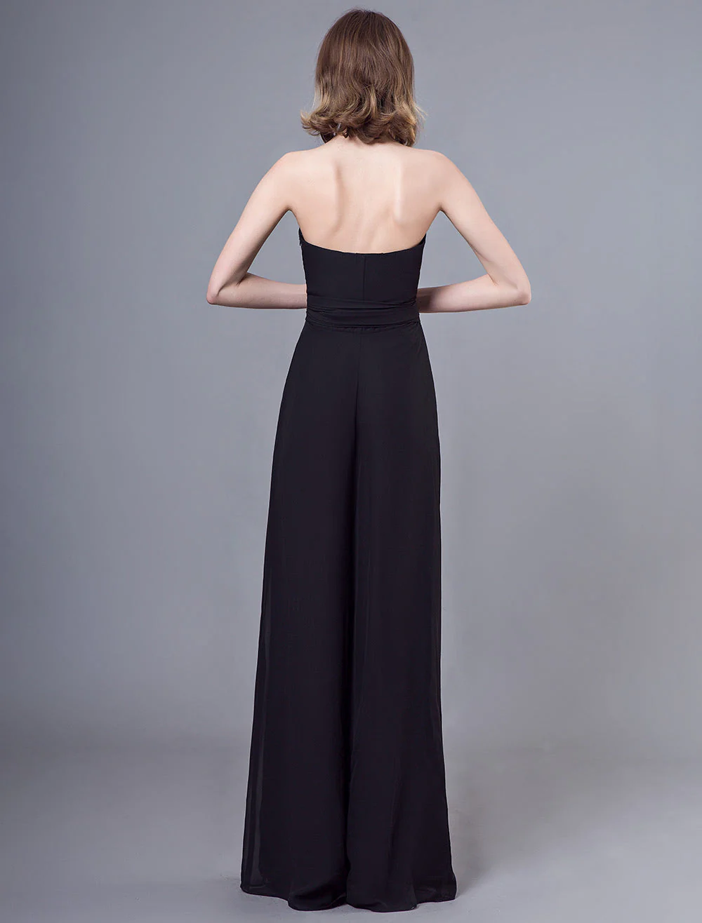 Stunning Black Jumpsuits Formal Evening Wedding Party Convertible Chiffon Long One Size Fits All Bridesmaid Dresses - Image 12