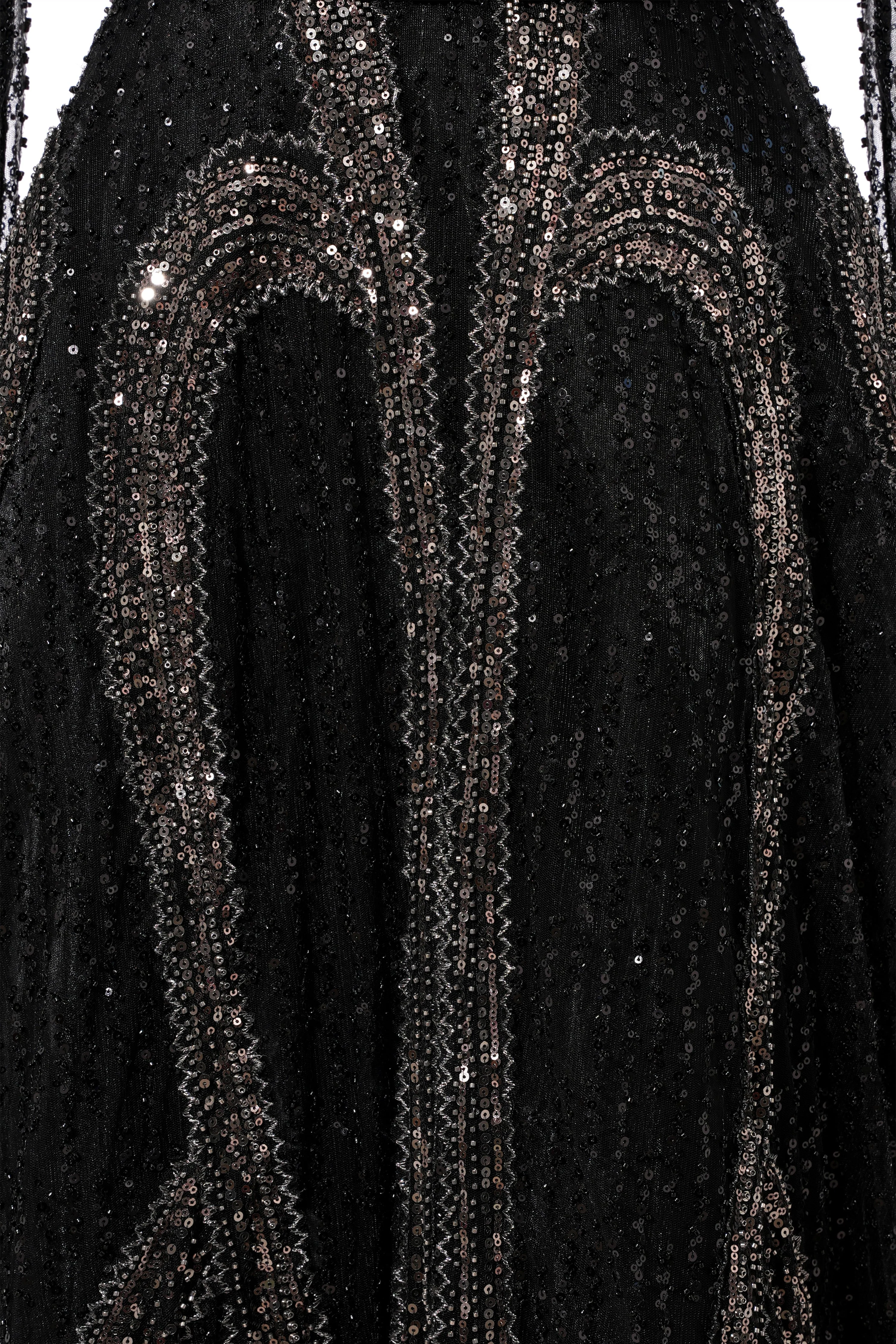 Black Long sleeves V-neck Luxury Sparkle Princess Evening Dresses - Image 6