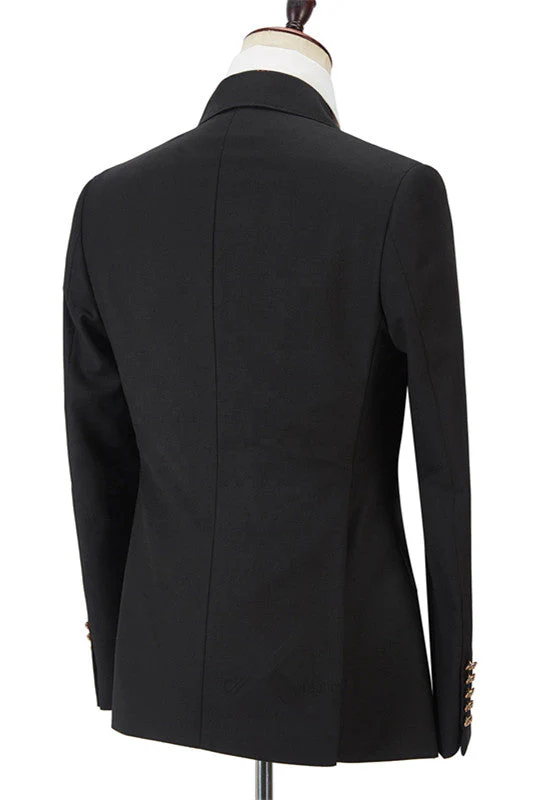 Black Men Suits Online Peak Lapel Blazer with Double Breasted - Image 2