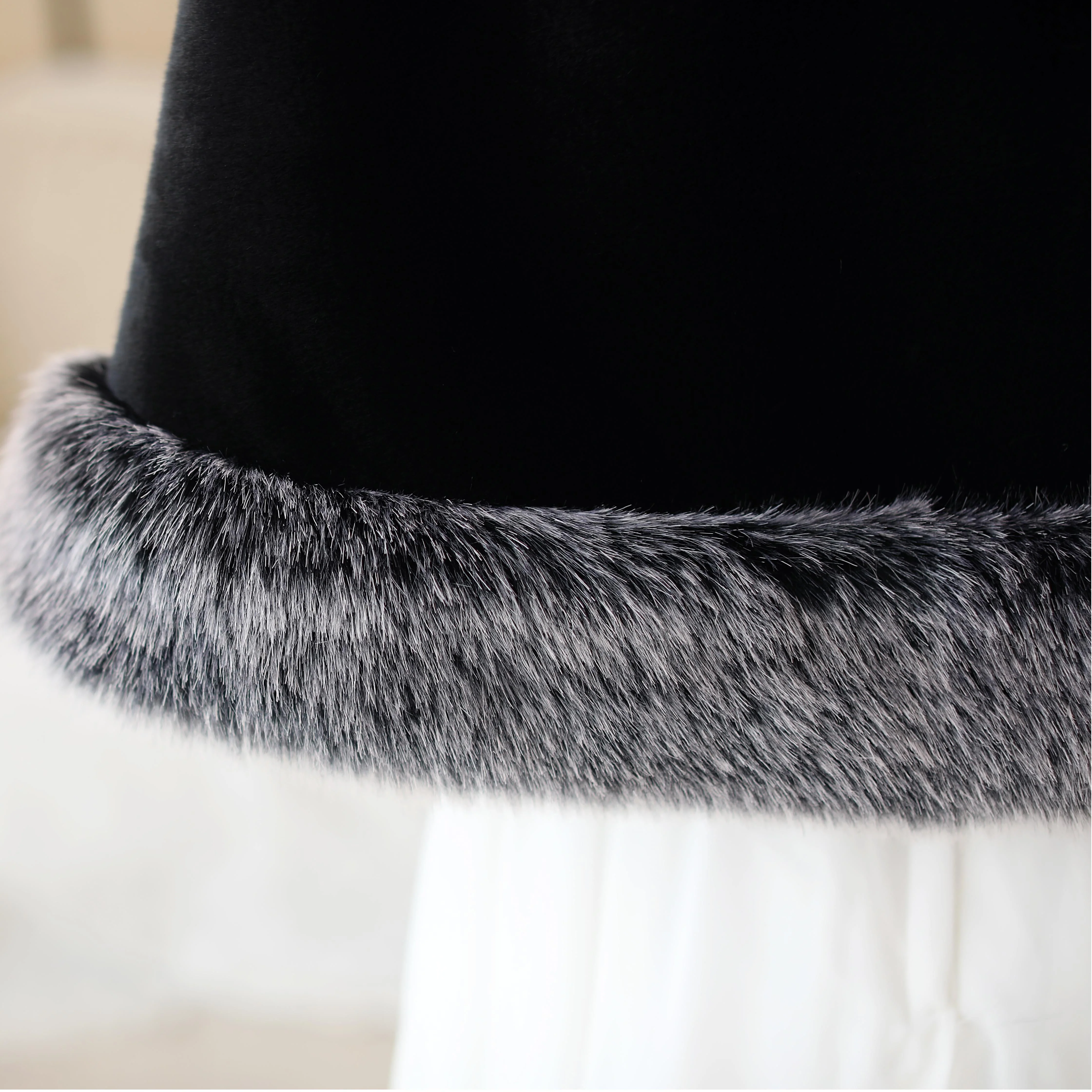 Black Mink Cashmere Rounded Corners Wedding Shawl with Grey Edges - Image 7