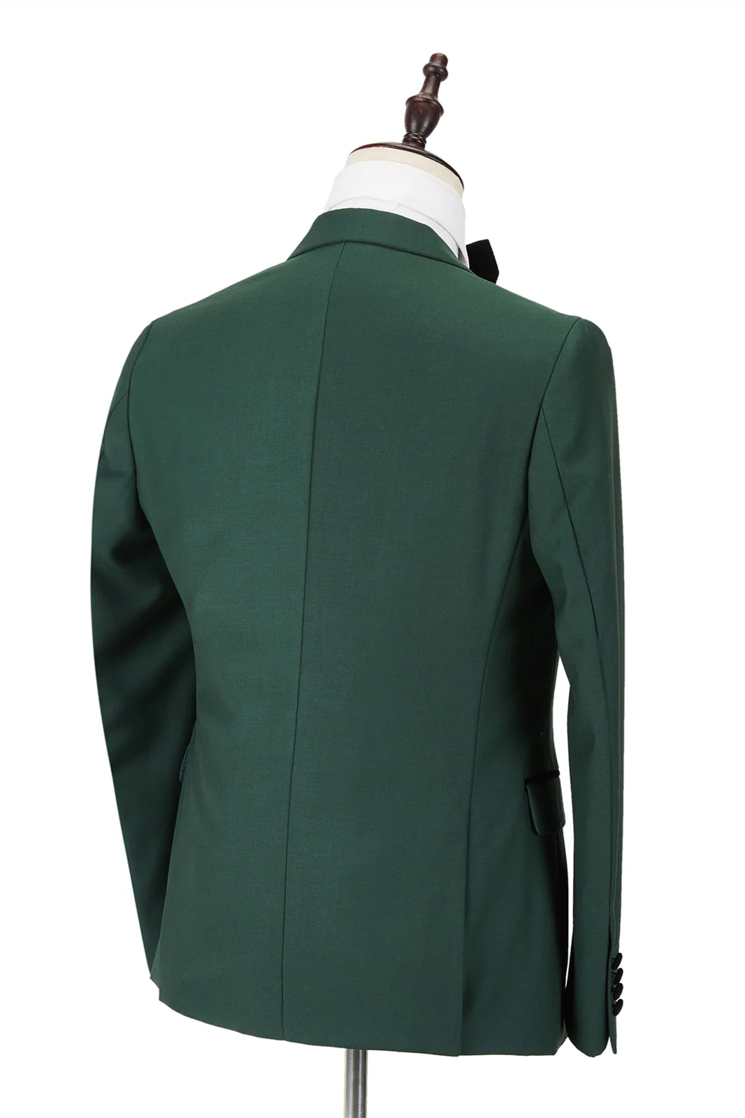 Black Peak Lapel Dark Green Men's Wedding Suit Velvet Banding Edge Formal Suit - Image 2