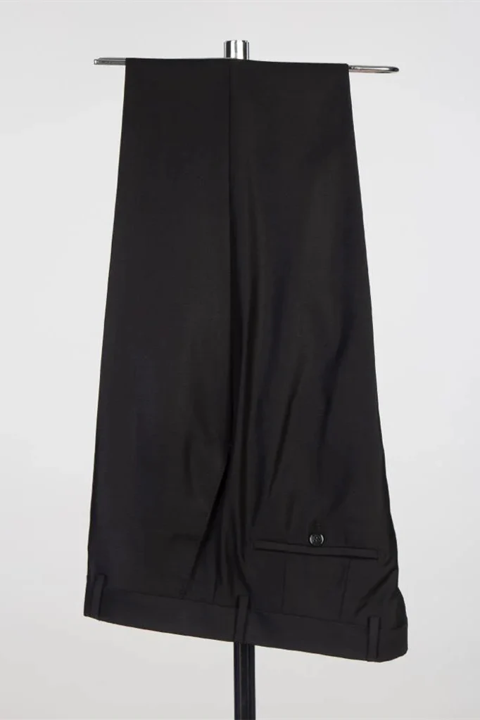 Black Peaked Lapel Double-Breasted Prom Suit with Gold Beading - Image 4