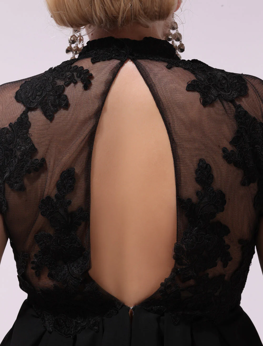 Gorgeous Black Evening Dresses Plus Size Evening Dress Chiffon Lace Applique Illusion Short Sleeves Floor Length Wedding Guest Dress - Image 12