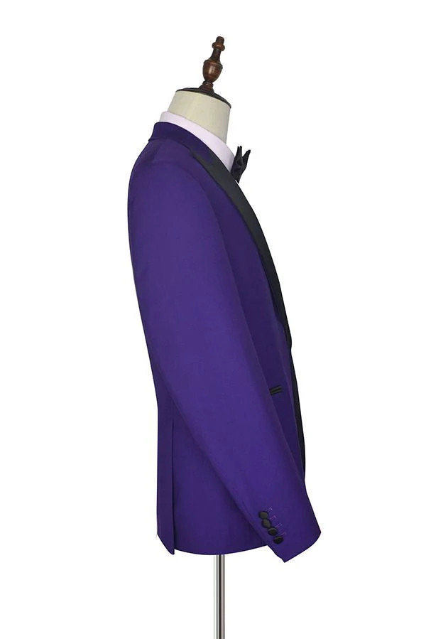 Black Silk Peak Lapel Three Piece Wedding Tuxedos Mens Suits with Vest for Prom - Image 5