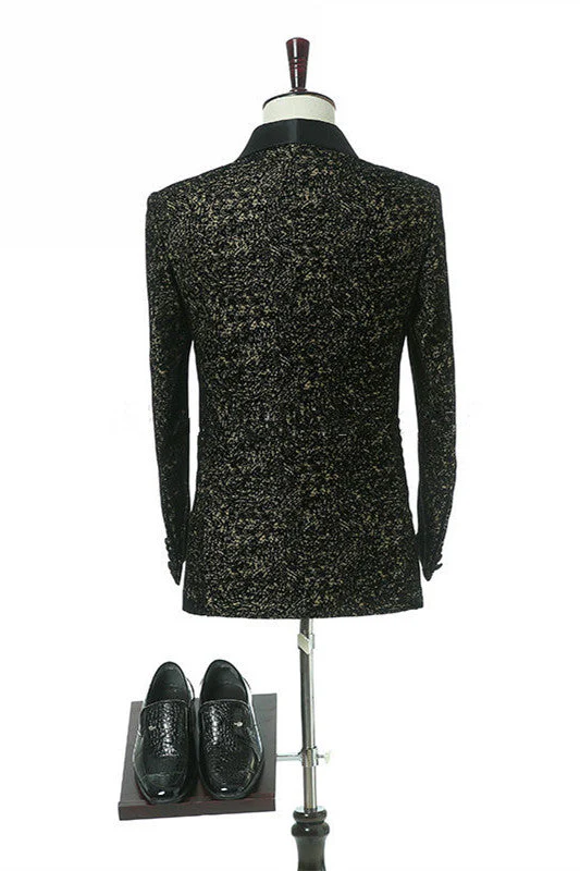 Black Slim Fit Shawl Lapel Double Breasted Wedding Groom Suits - Image 2