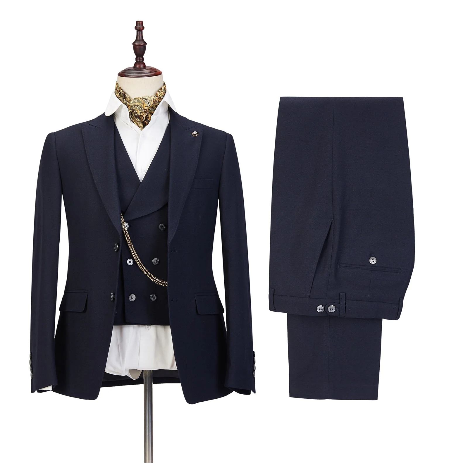 Black Three-piece Peaked Lapel Decent Wedding Suits for Men - Image 2