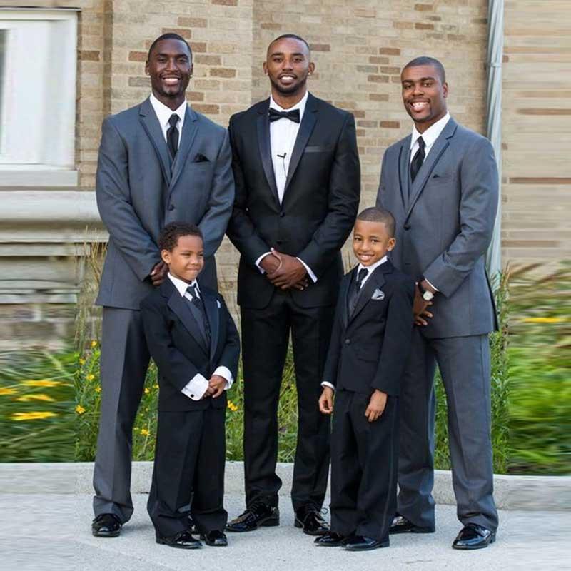 Black Two Piece Wedding Groom Suit with Silk Lapel - Image 2