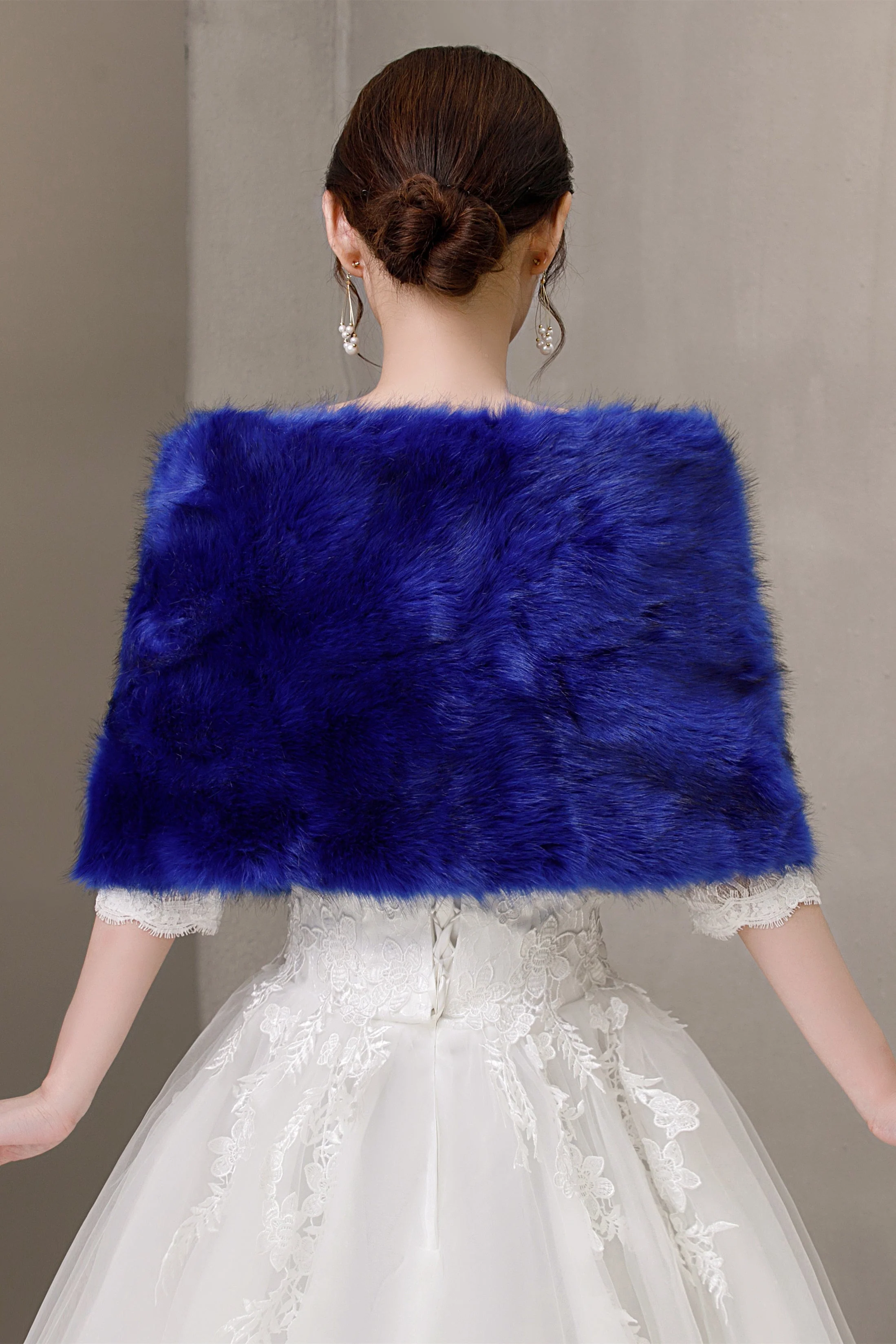 Royal Blue Ball-Style Wedding Gown Shawl - Image 5