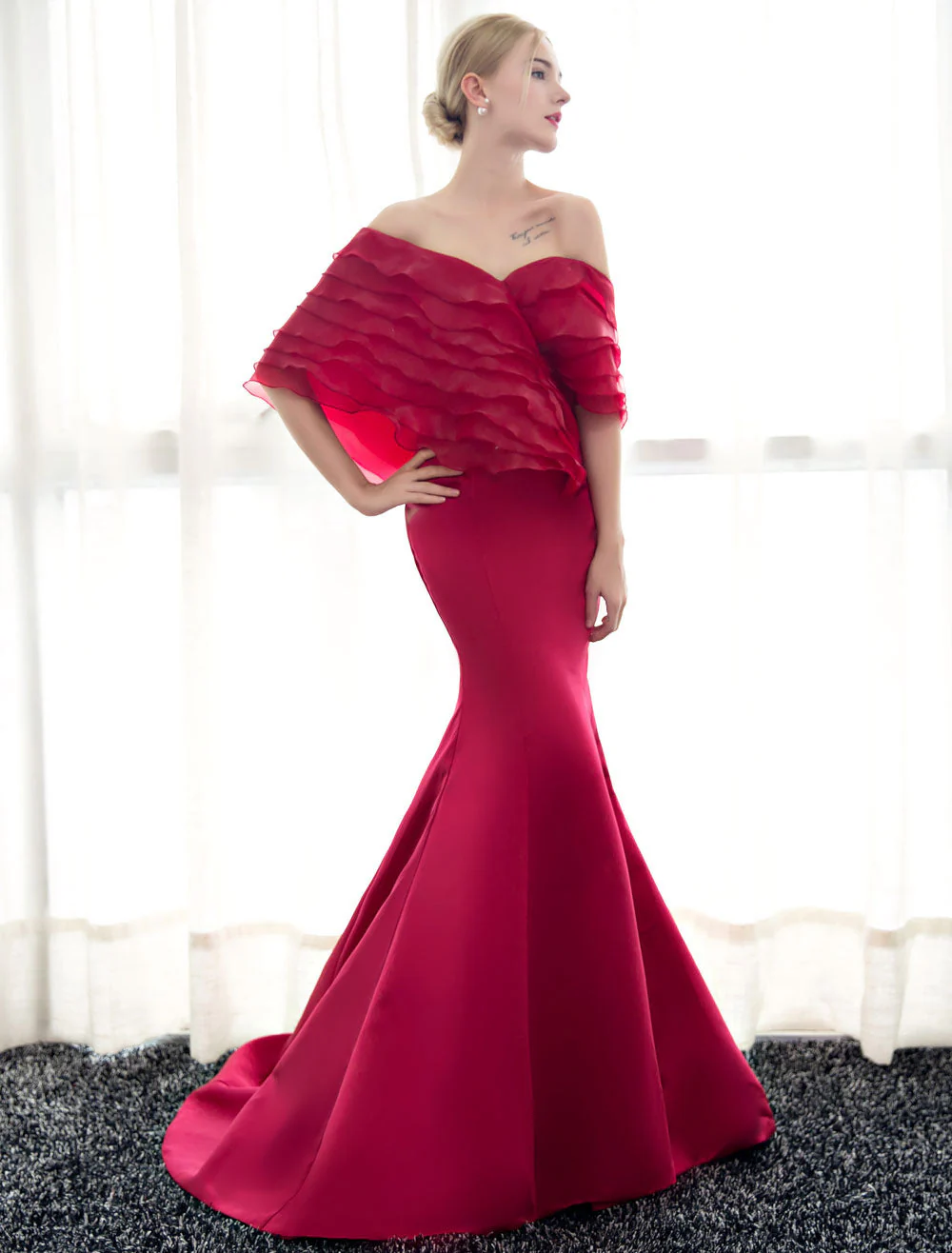Glamorous Blue Evening Dresses Off Shoulder Mermaid Evening Gown Pleated Satin Formal Dress With Train wedding guest dress - Image 10