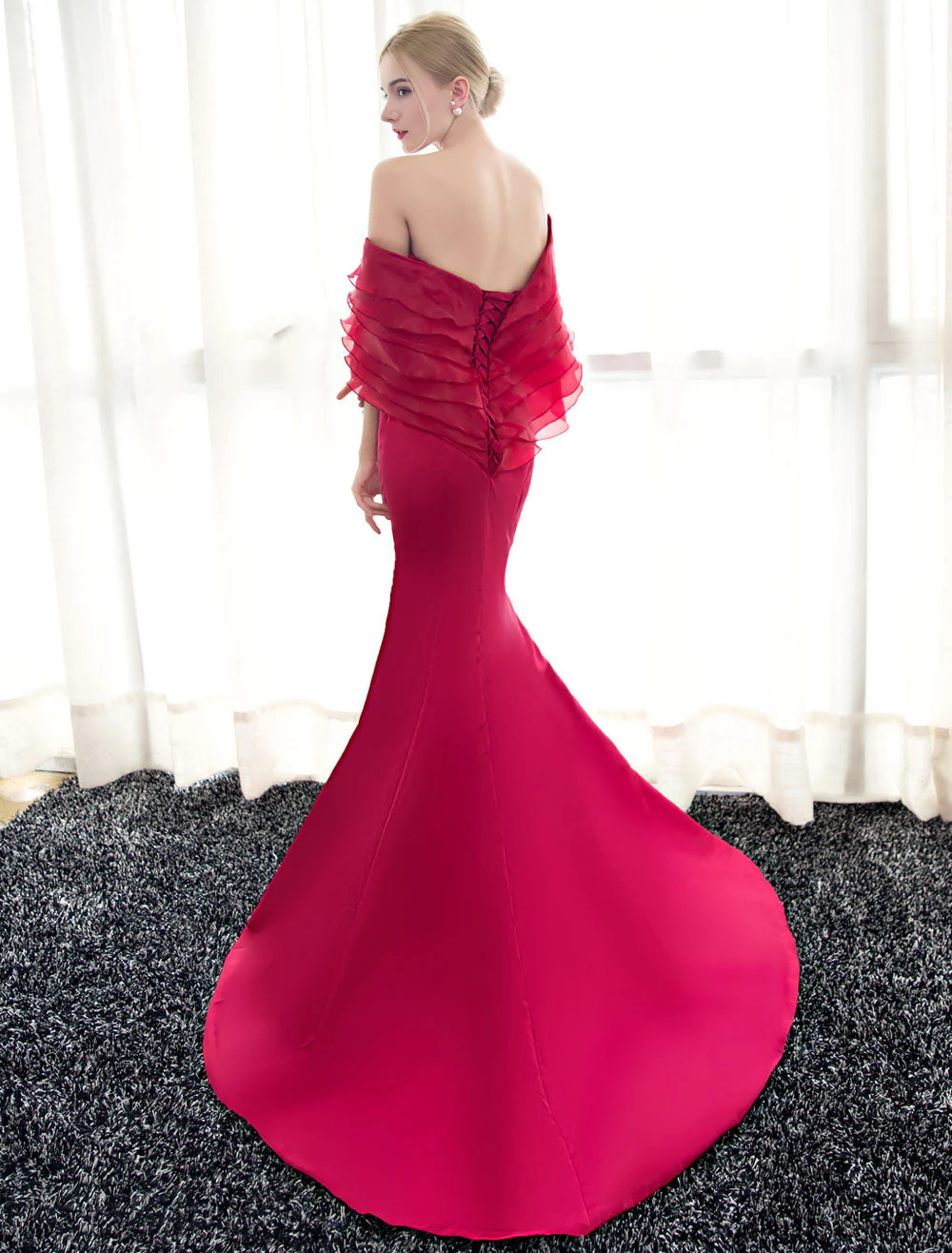 Glamorous Blue Evening Dresses Off Shoulder Mermaid Evening Gown Pleated Satin Formal Dress With Train wedding guest dress - Image 11