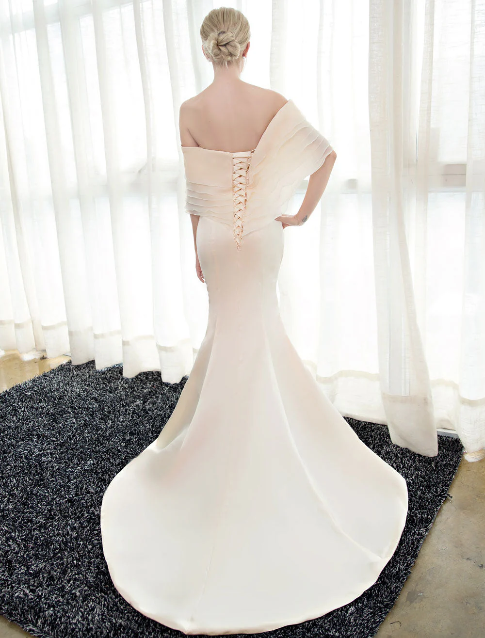Glamorous Blue Evening Dresses Off Shoulder Mermaid Evening Gown Pleated Satin Formal Dress With Train wedding guest dress - Image 18