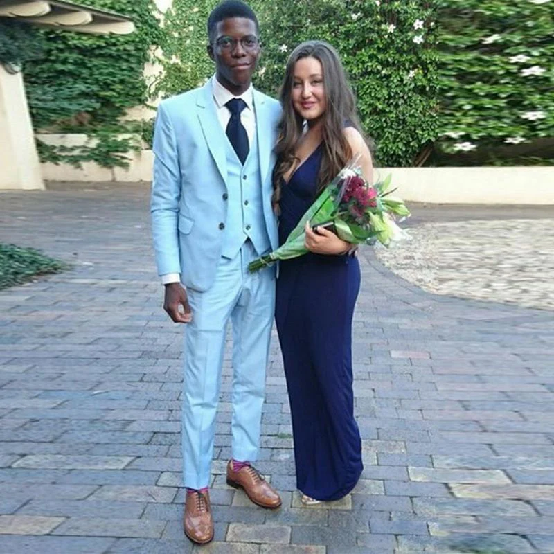 Blue Slim Fit Men's Suit Three-Piece Prom Outfits Bespoke Suits - Image 2