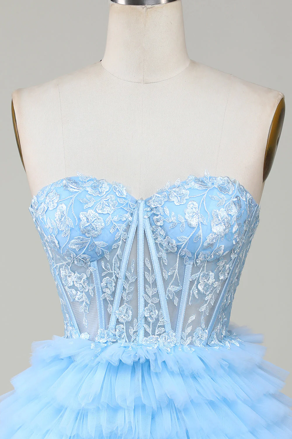 Blue Sweetheart A-Line Corset Short Homecoming Dress with Ruffles - Image 4