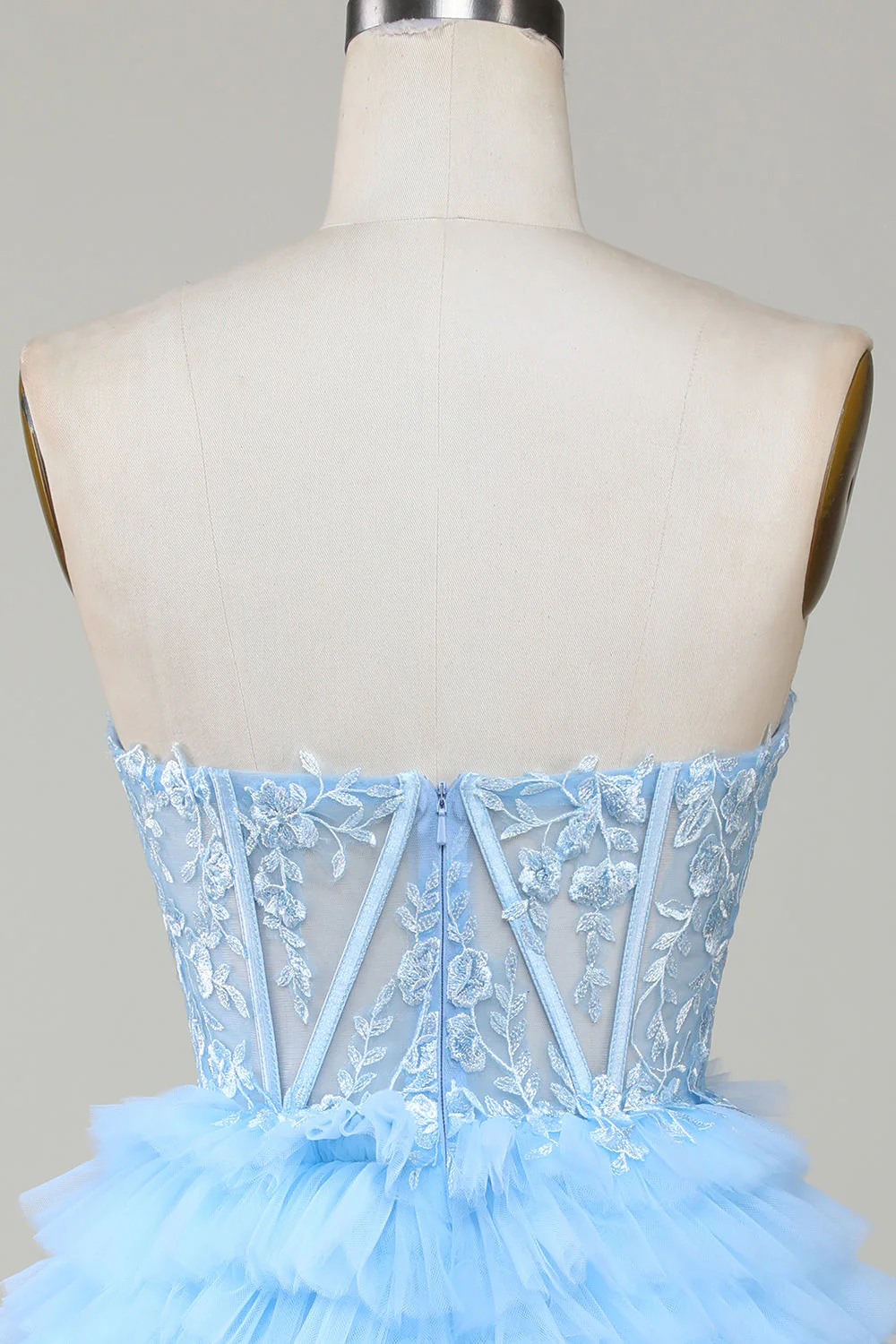 Blue Sweetheart A-Line Corset Short Homecoming Dress with Ruffles - Image 5