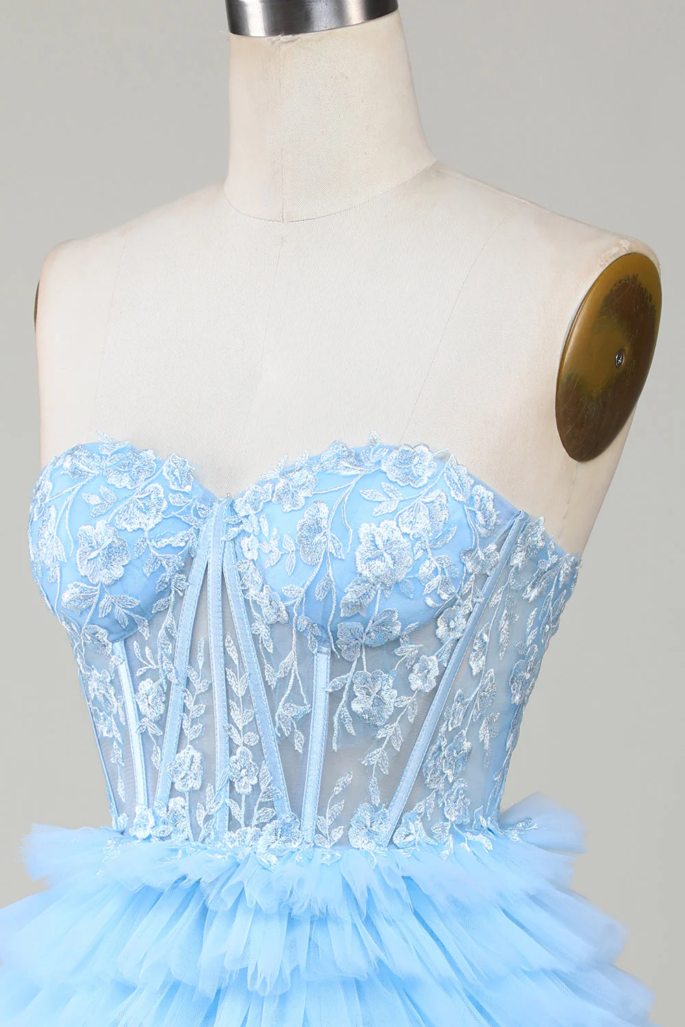 Blue Sweetheart A-Line Corset Short Homecoming Dress with Ruffles - Image 6