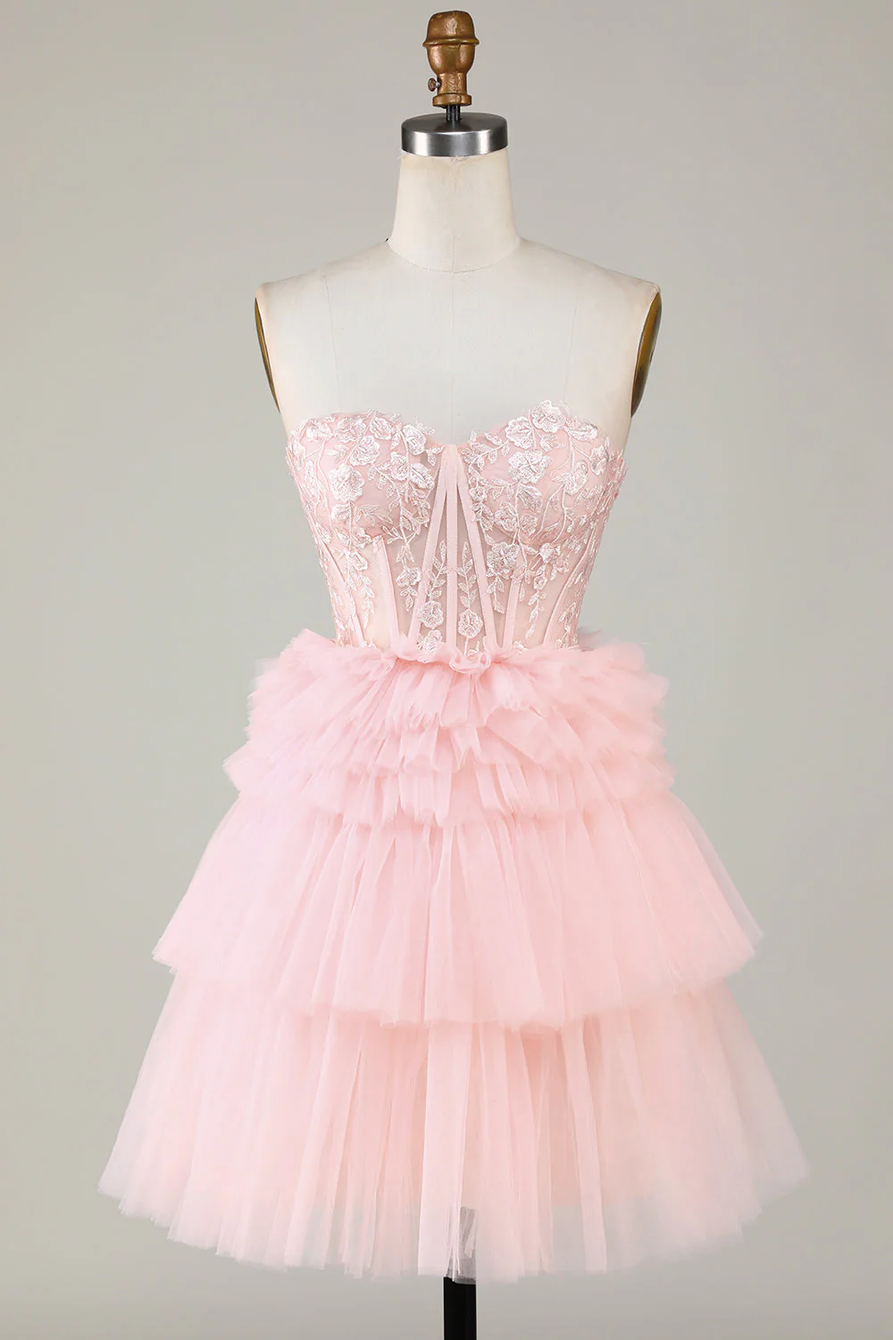 Blue Sweetheart A-Line Corset Short Homecoming Dress with Ruffles - Image 7