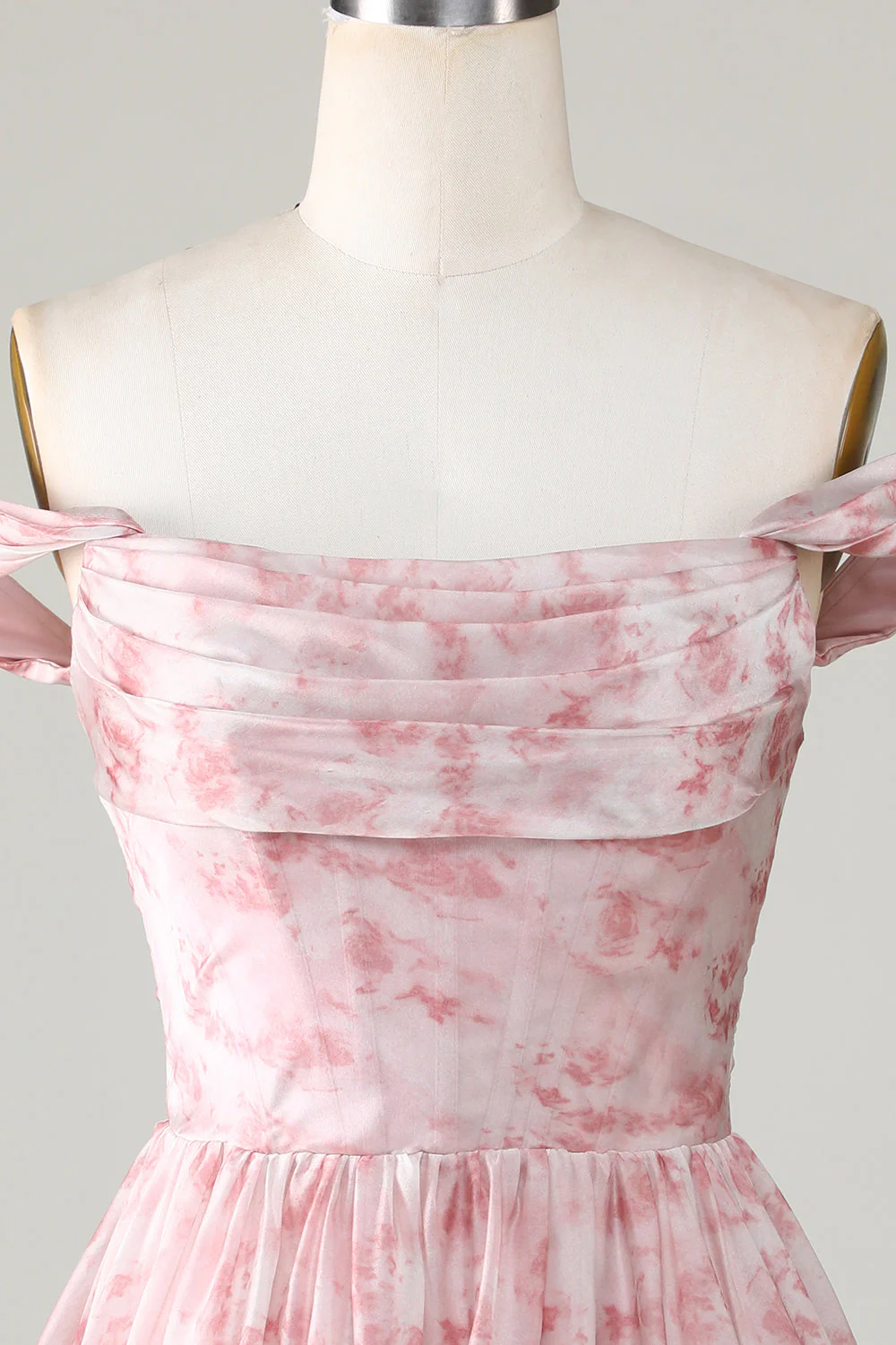 Blush Printed A-Line Homecoming Dress with Ruffles - Image 4