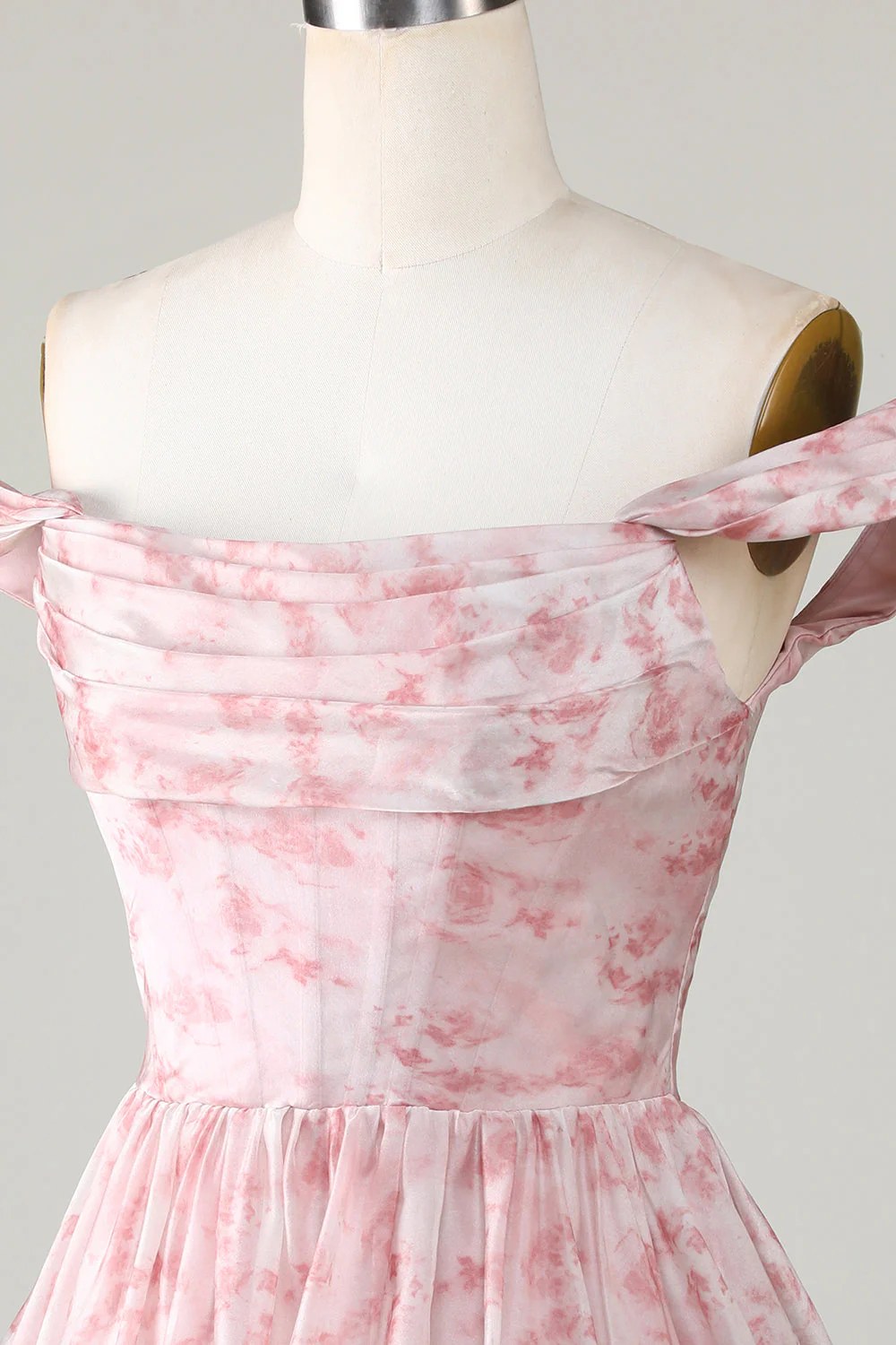 Blush Printed A-Line Homecoming Dress with Ruffles - Image 5