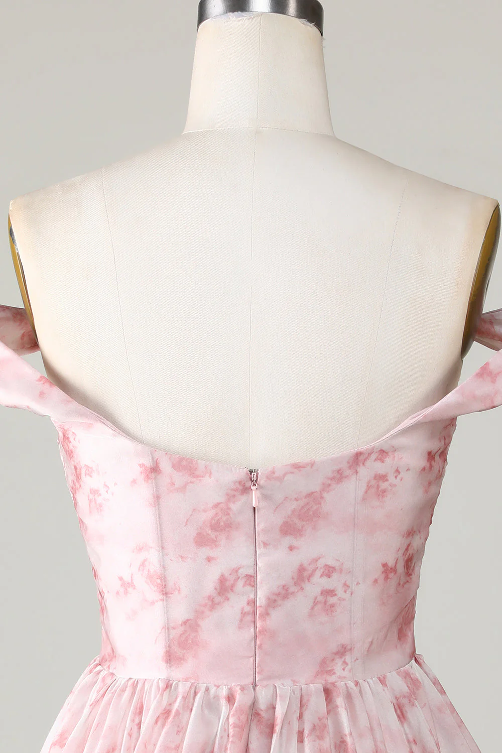 Blush Printed A-Line Homecoming Dress with Ruffles - Image 6