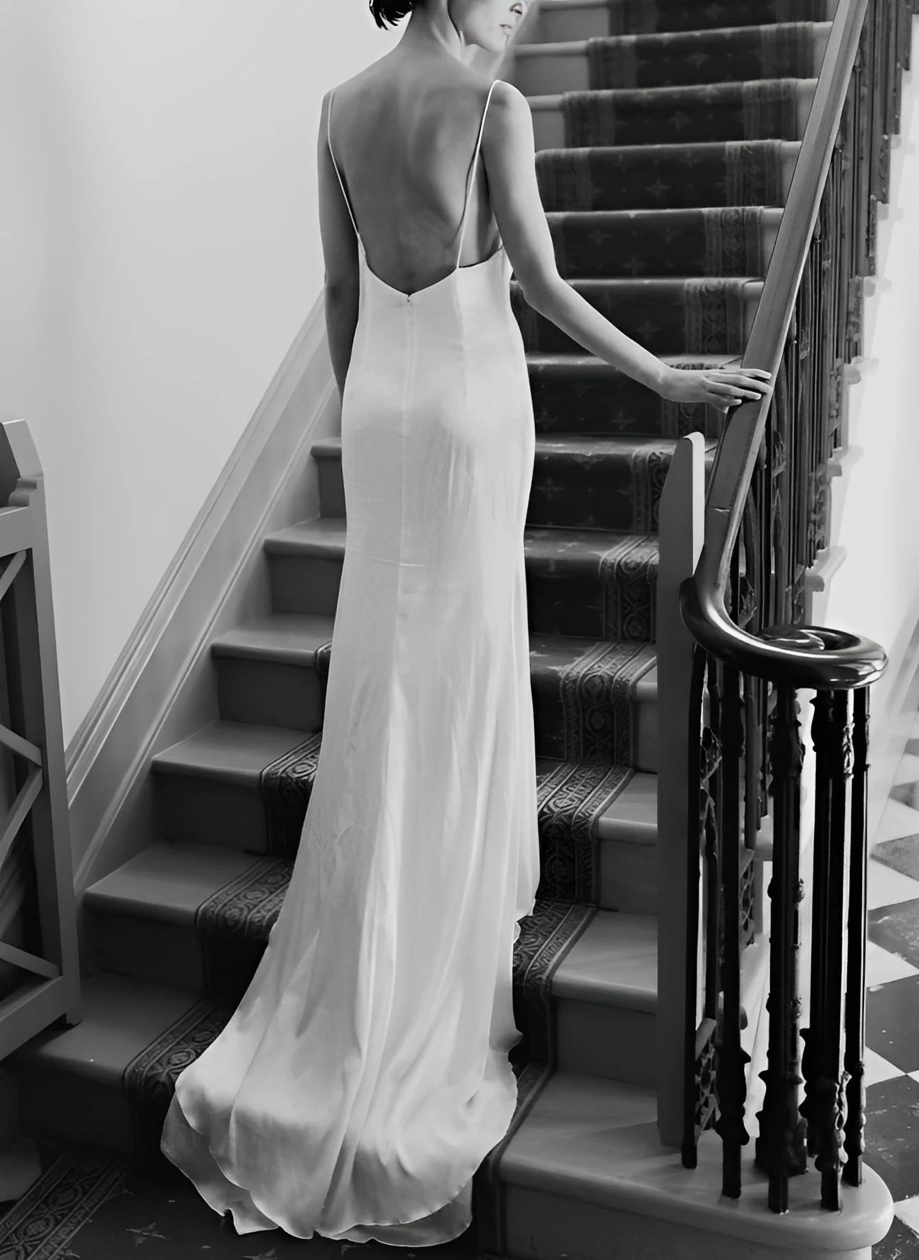 Boho Garden Backless V-Neck Wedding Dresses Silk Like Satin - Image 4