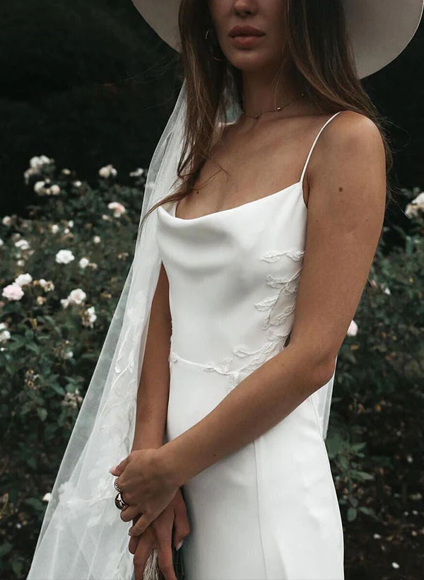 Boho Garden Summer Beach Cowl Neck Sleeveless Court Train Lace Wedding Dresses - Image 2