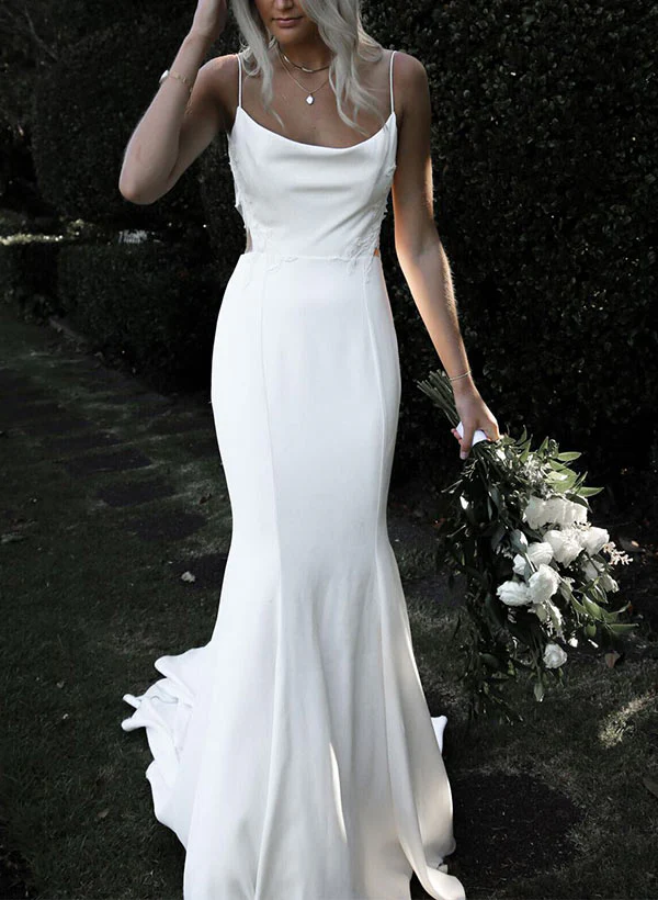 Boho Garden Summer Beach Cowl Neck Sleeveless Court Train Lace Wedding Dresses - Image 4