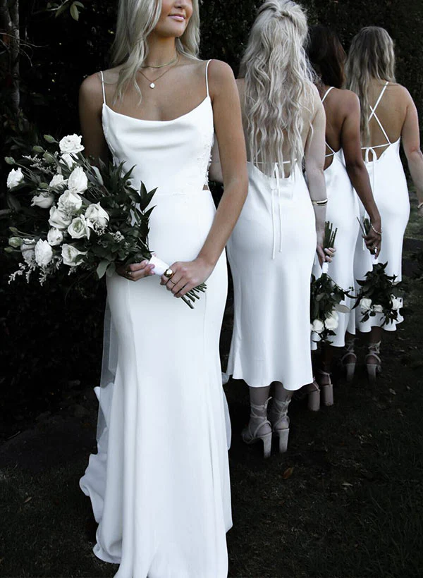 Boho Garden Summer Beach Cowl Neck Sleeveless Court Train Lace Wedding Dresses - Image 5