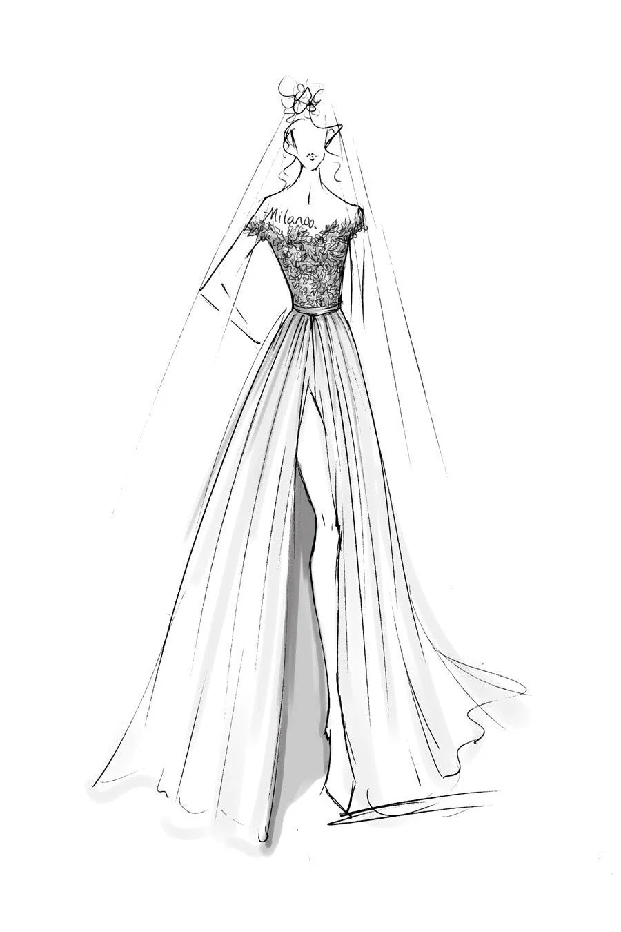 Boho Wedding Dresses Lace Off The Shoulder Short Sleeve Long Split Front Bridal Dress With Train - Image 6