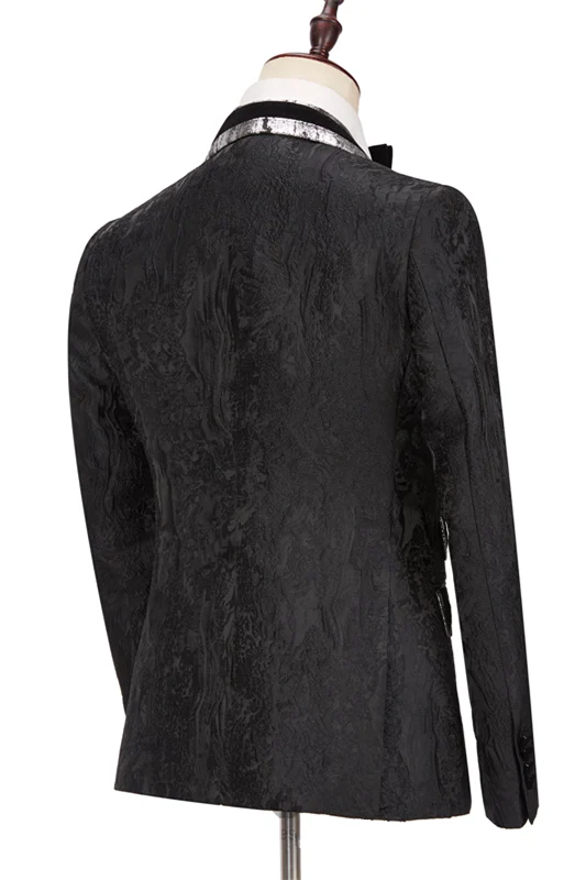 Classy Black Peaked Lapel Double Breasted Men Suits Online - Image 2