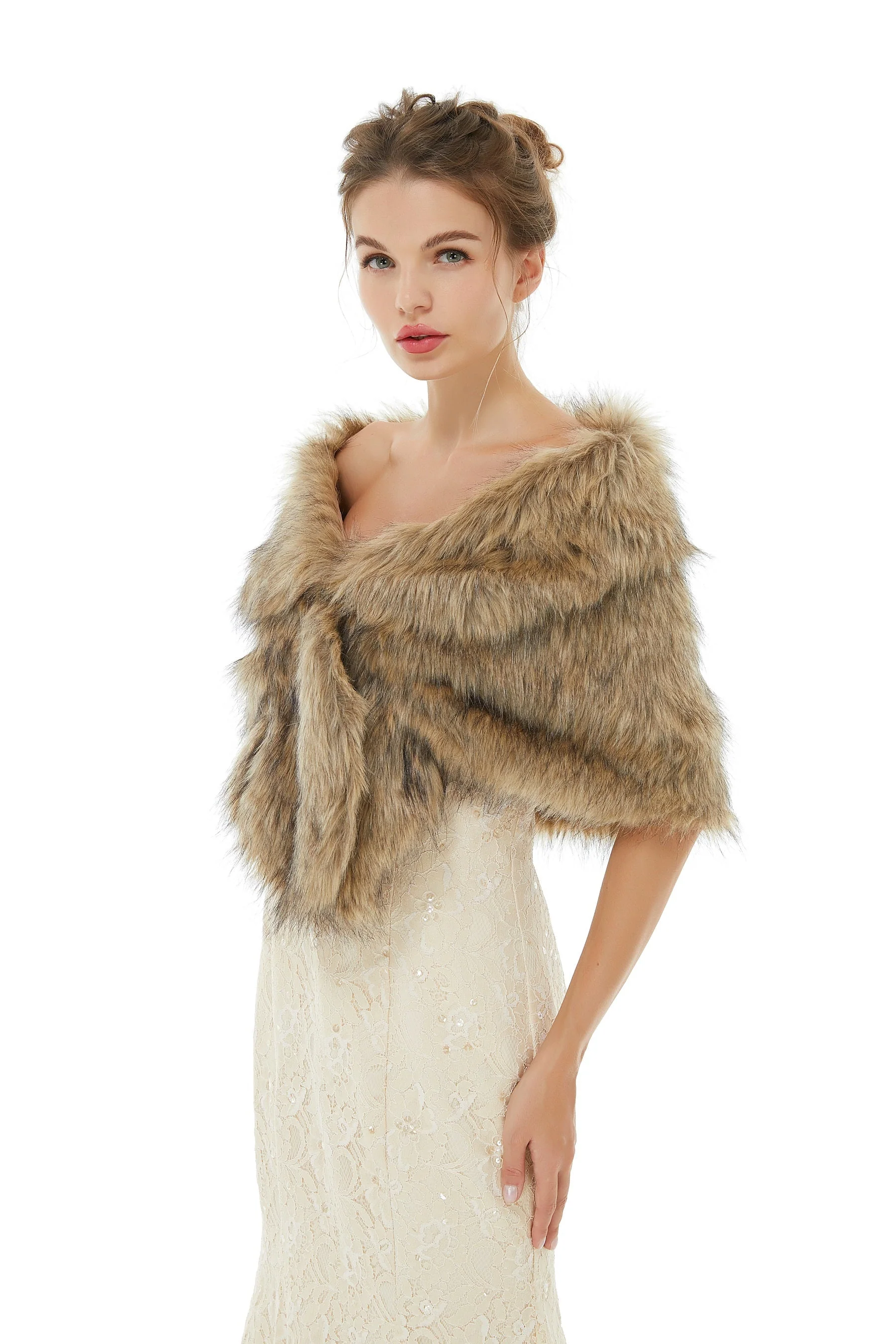 Brooke - Winter Faux Fur Wedding Wrap - Image 2