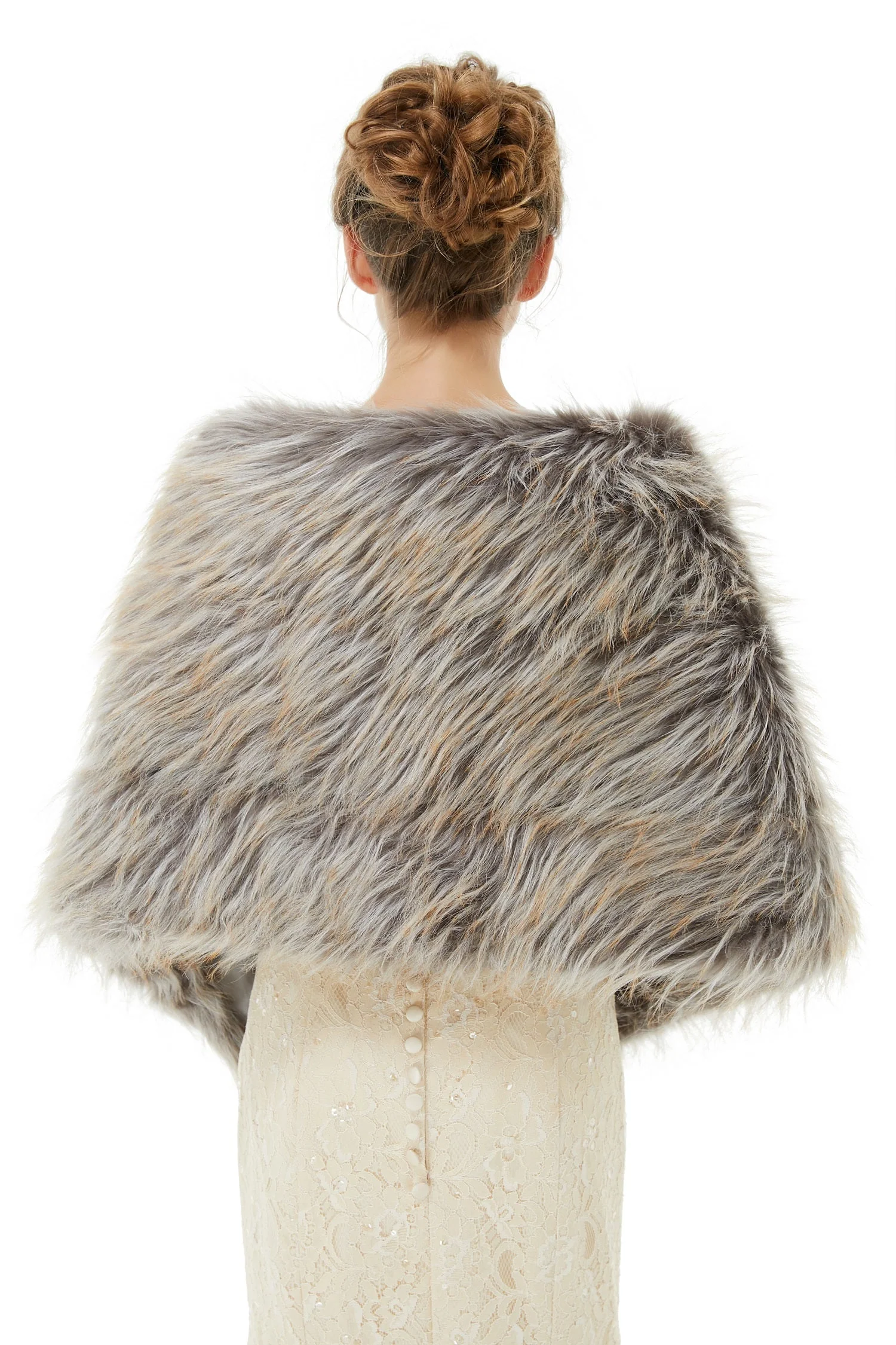 Brown Faux Fur Shawl For Bride For Winter - Image 3