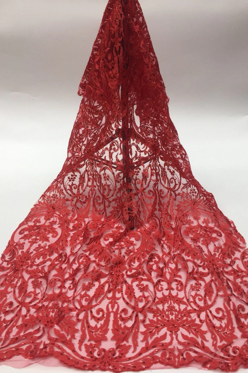 Burgundy Deep V-Neck Long Sleeve Mermaid Prom Dress With Sequins - Image 4