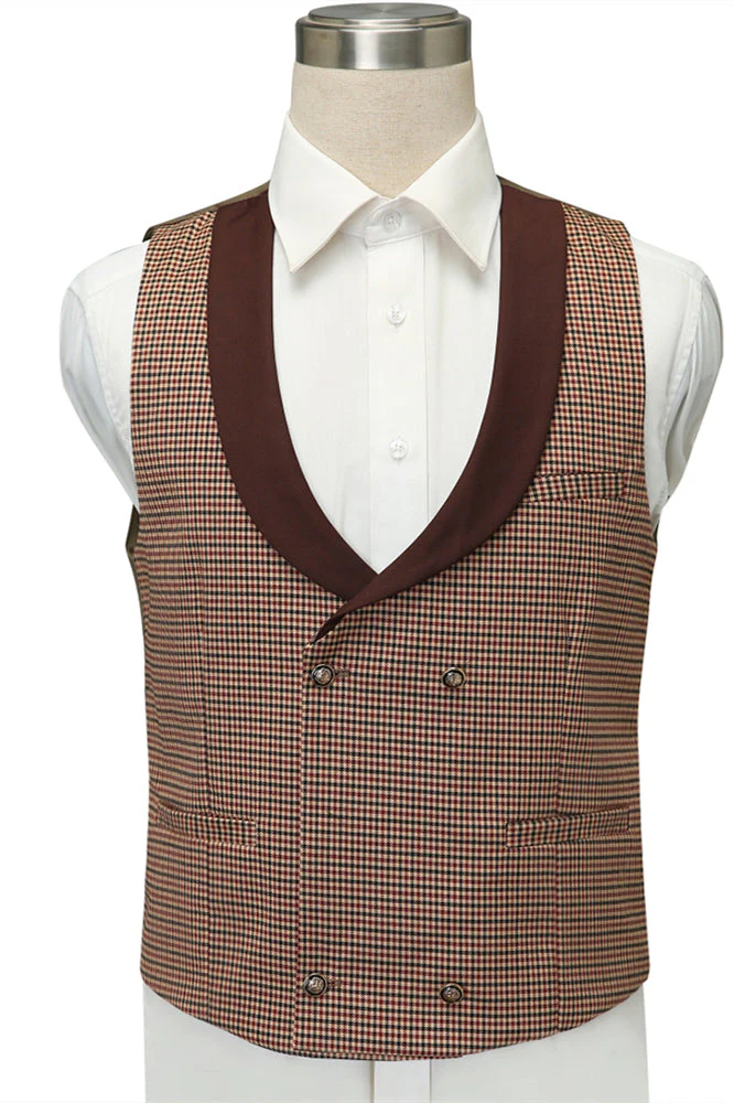 Burgundy Notched Lapel Fitted Men Marriage Suits - Image 3