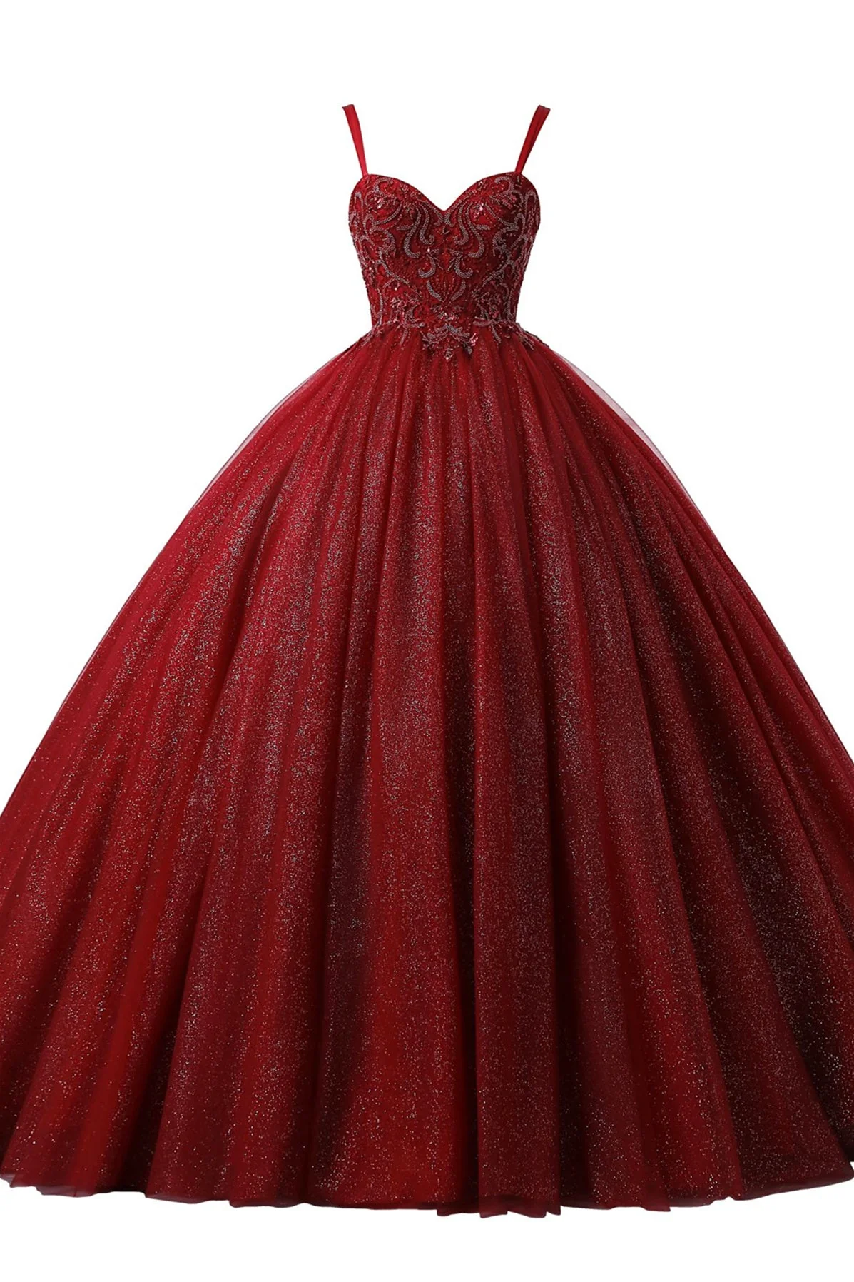 Burgundy Sweetheart Lace-up Criss Cross Straps Ball Gown Evening Dress - Image 5